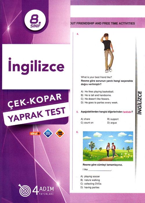 8. Sınıf İngilizce Çek-Kopar Yaprak Test