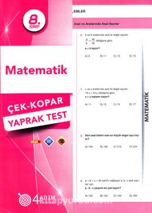 8. Sınıf Matematik Çek-Kopar Yaprak Test