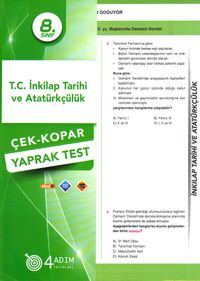 8. Sınıf T. C. İnkilap Tarihi ve Atatürkçülük Çek-Kopar Yaprak Test