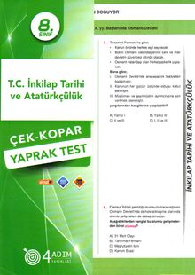 8. Sınıf T. C. İnkilap Tarihi ve Atatürkçülük Çek-Kopar Yaprak Test