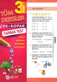 3. Sınıf Tüm Dersler Çek-Kopar Yaprak Test