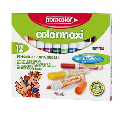 Fibracolor Color Maxı Yıkanabilir Jumbo Keçeli Kalem 12 Renk
