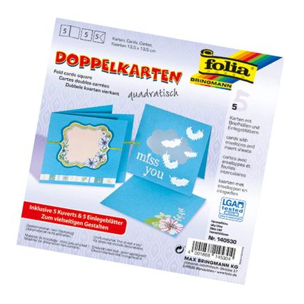 Folia Çiftli Kart 13.5X13.5 5 Kart+Zarf+İç Sky Blue