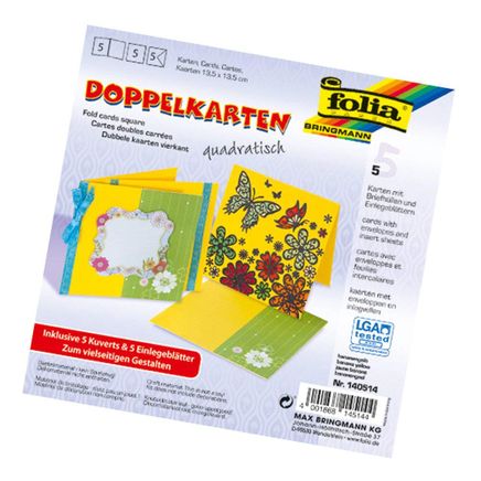 Folia Çiftli Kart 13.5X13.5 5 Kart+Zarf+İç Sarı