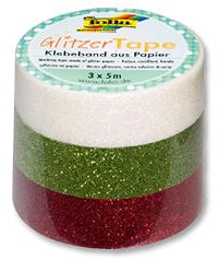 Folia Glittertape 3 Lü Set Beyaz/Yeşil/Kırmızı
