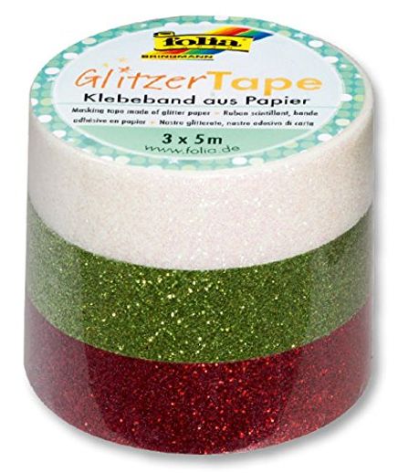 Folia Glittertape 3 Lü Set Beyaz/Yeşil/Kırmızı