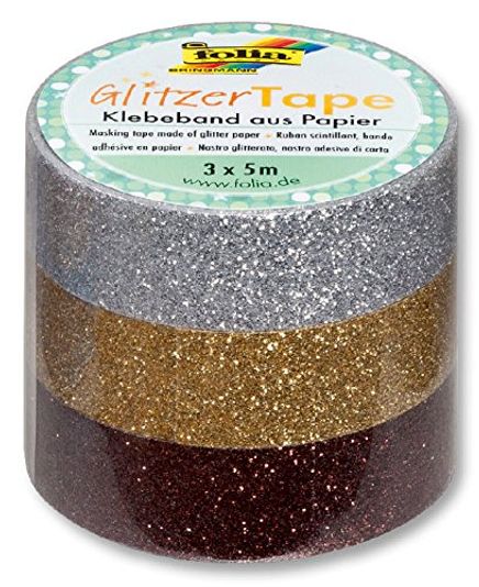Folia Glittertape 3 Lü Set Gümüş/Altın/Kahve