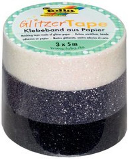 Folia Glittertape 3 Lü Set Beyaz/Gri/Siyah