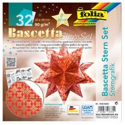 Folia Bascetta-Sterngrafık Kırmızı 20*20Cm 32 Yaprak