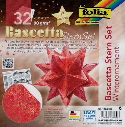Folia Bascetta-Wınterornament Kırmızı 20*20Cm 32 Yaprak
