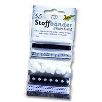 Folia Kumaş Kurdela Siyah/Beyaz  6 Adet 1*50Cm 5*100Cm