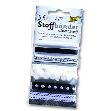 Folia Kumaş Kurdela Siyah/Beyaz  6 Adet 1*50Cm 5*100Cm