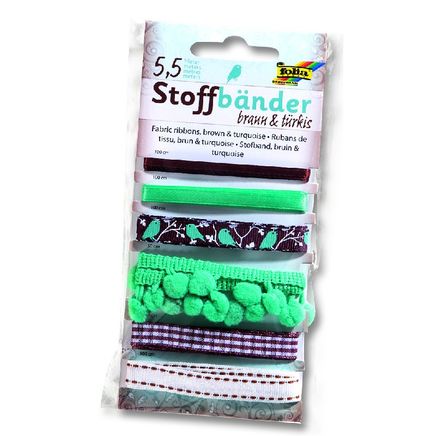 Folia Kumaş Kurdela Kahve/Turkuaz 6 Adet 1*50Cm 5*100Cm