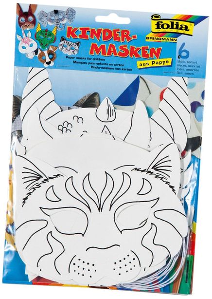 Folia 6 Farklı Çocuk Maskesi Kağıt,Beyaz