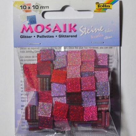 Folia Mosaic 10X10Mm 190 Adet Glitter Pembe