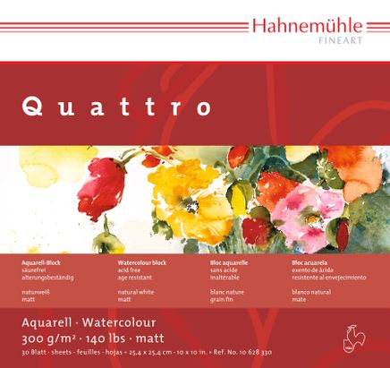 Hahnemülle Suluboya Kağıdı Blok Quatro 300Gsm 25,4X25,4Cm 10Sayfa