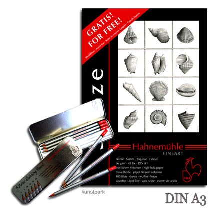 Hahnemülle Eskiz Blok  2Adet A4(150Gsm 50Sayfa)+Kalem