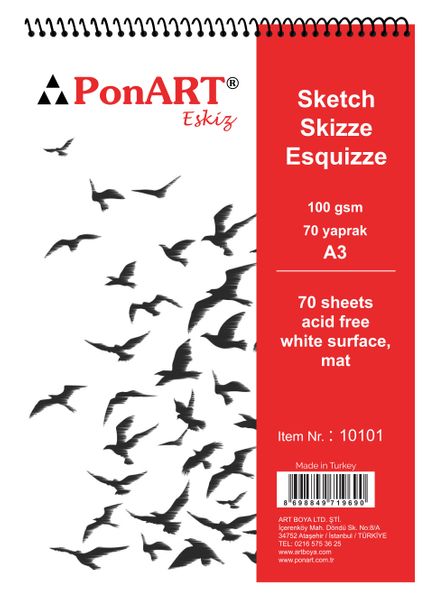 Ponart Eskiz Blok 100Gr A3 70Yap