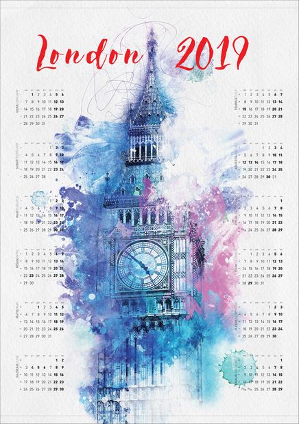 2019 Takvimli Poster - Şehirler - London - Big Ben