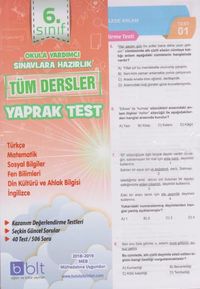 6. Sınıf Tüm Dersler Yaprak Test
