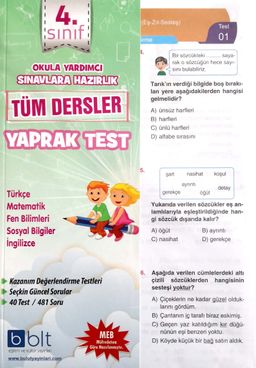 4. Sınıf Tüm Dersler Yaprak Test