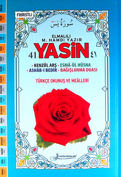 41 Yasin Fihristli - Türkçe Okunuş ve Mealleri Kod:F031 (Ciltli - Rahle Boy)