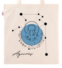 Askılı Bez Çanta - Burçlar - Kova