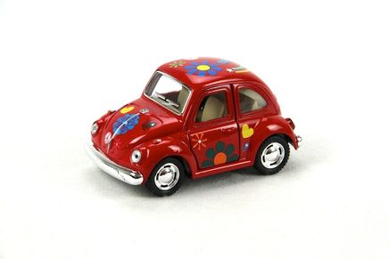 Kinsmart 1967 Volkswagen Classical Beetle 10 cm Metal Çek Bırak Araba Desenli Kırmızı (KT4026DF)
