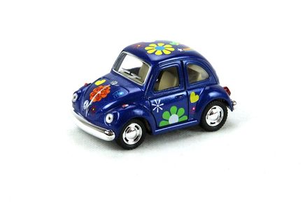 Kinsmart 1967 Volkswagen Classical Beetle 10 cm Metal Çek Bırak Araba Desenli Mavi