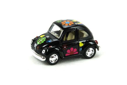 Kinsmart 1967 Volkswagen Classical Beetle 10 cm Metal Çek Bırak Araba Desenli Siyah