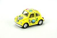 Kinsmart 1967 Volkswagen Classical Beetle 10 cm Metal Çek Bırak Araba Sarı Şeker Desenli (KT4026DYF)