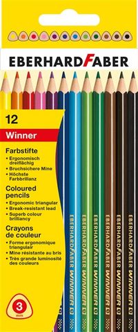 Eberhard-Faber 12'li Winner Üçgen Kuruboya Kalemi 3mm Mine