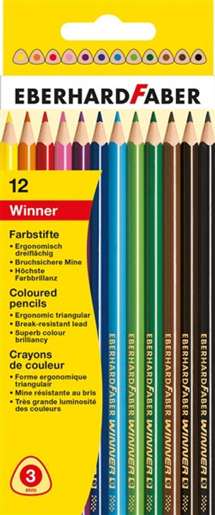 Eberhard-Faber 12'li Winner Üçgen Kuruboya Kalemi 3mm Mine