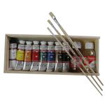 Ponart Kutu Yağlıboya 10X37Ml+3 Fırça- Ahşap Kutu