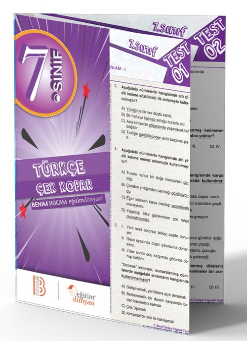 7. Sınıf Türkçe Çek Kopar Yaprak Test 