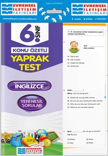 6. Sınıf İngilizce Konu Özetli Yaprak Test