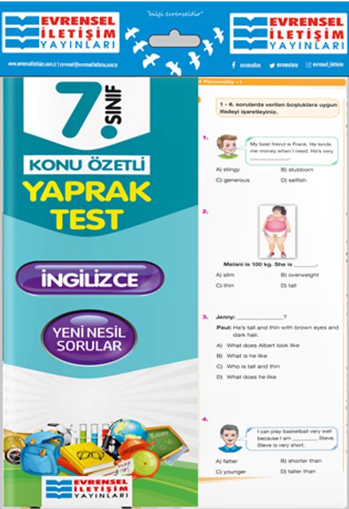 7. Sınıf İngilizce Konu Özetli Yaprak Test