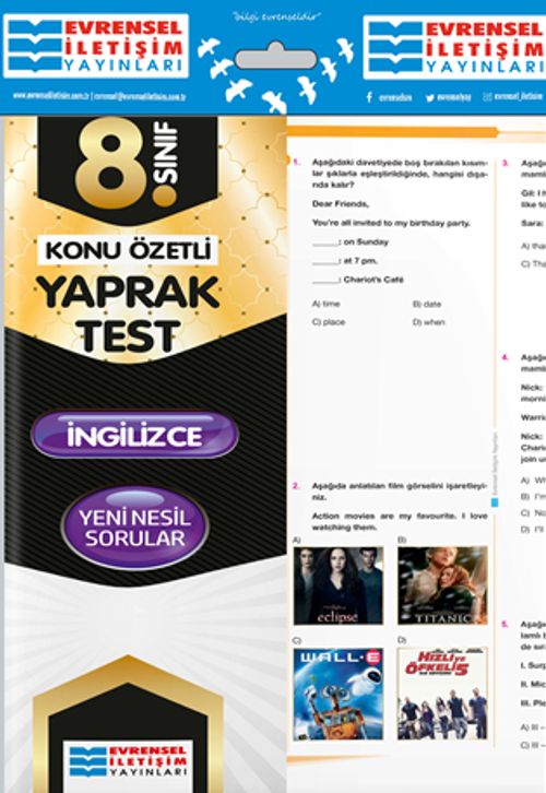 8. Sınıf İngilizce Konu Özetli Yaprak Test
