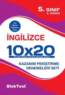 5. Sınıf 2.Dönem İngilizce 10x20 Kazanım Pekiştirme Denemeleri Seti