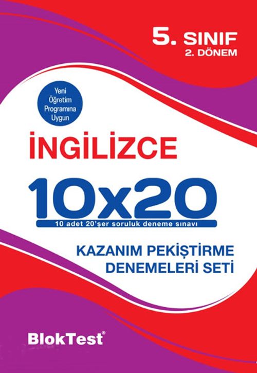 5. Sınıf 2.Dönem İngilizce 10x20 Kazanım Pekiştirme Denemeleri Seti