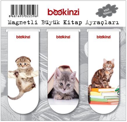 Magnetli Büyük Kitap Ayraç / Kedi Temalı (3 Adet)