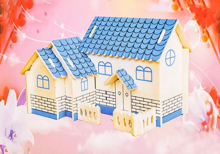 Montessori Ahşap Zeka Oyunları / w-3D Puzzle- Villa C