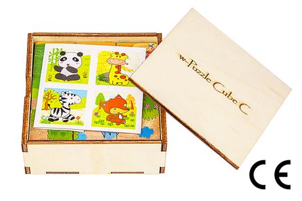 Montessori Ahşap Zeka Oyunları w-Puzzle Cube C Hayvanları Tanıyalım 3