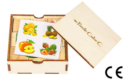 Montessori Ahşap Zeka Oyunları w-Puzzle Cube C Meyveleri Tanıyalım 1