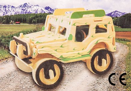 Montessori Ahşap Zeka Oyunları / w-3D Puzzle- JEEP