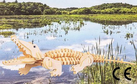 Montessori Ahşap Zeka Oyunları / w-3D Puzzle-Crocodıle