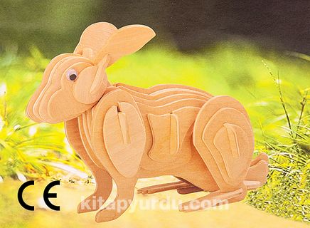 Montessori Ahşap Zeka Oyunları / w-3D Puzzle- Rabbit