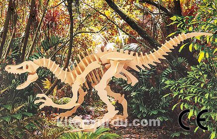 Montessori Ahşap Zeka Oyunları / w-3D Puzzle- Velociraptor