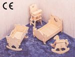 Montessori Ahşap Zeka Oyunları / w-3D Puzzle-Children Room