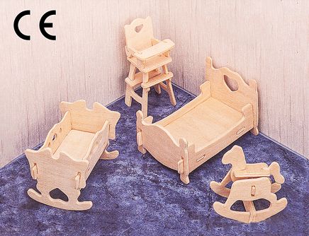 Montessori Ahşap Zeka Oyunları / w-3D Puzzle-Children Room